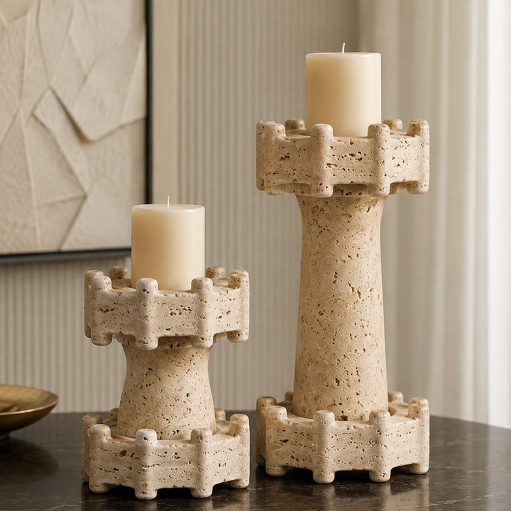 Contemporary Stone Decorative Candle Holders
