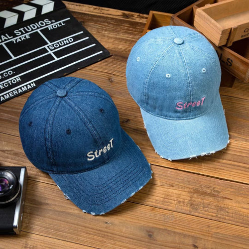 Women's Distressed Denim Baseball Cap Bowlift 1784084141
