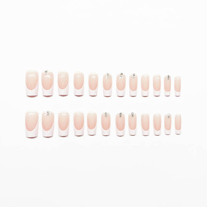 Elegant artificial nail set with high-gloss finish and rhinestone decorations Bowlift