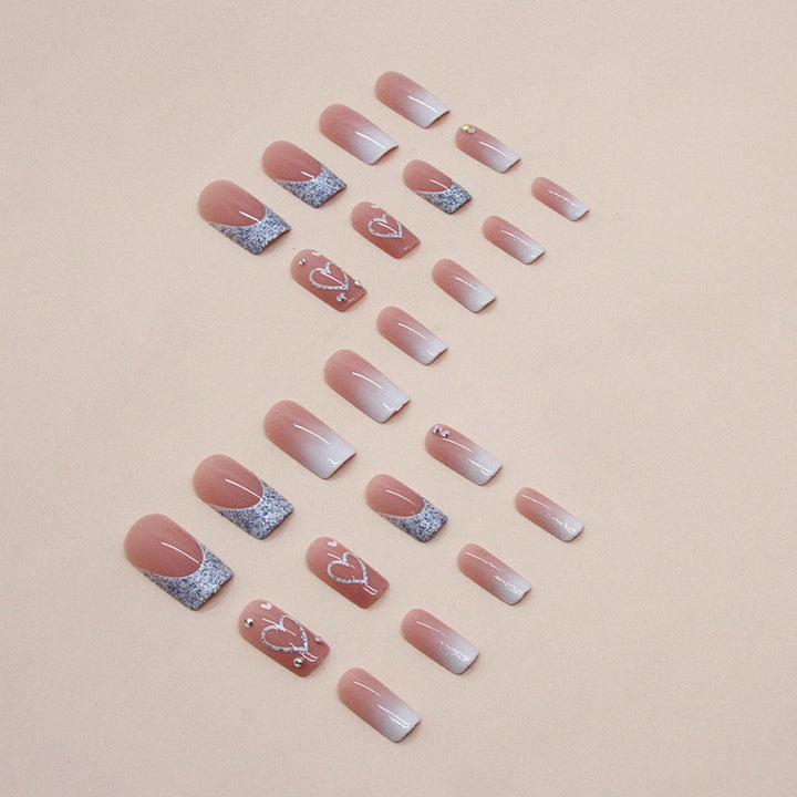 Glamorous Heart Design Nail Extensions Bowlift