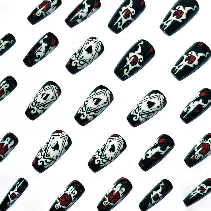 Artificial nails with playing cards and dice motif Bowlift