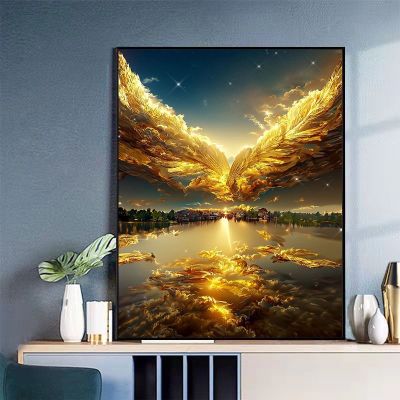Majestic Golden Phoenix Canvas Art Bowlift