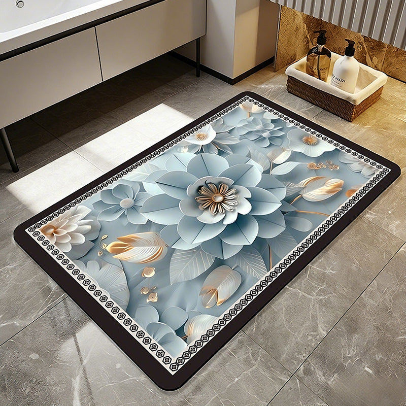 Floral Patterned Comfort Bath Mat Bowlift