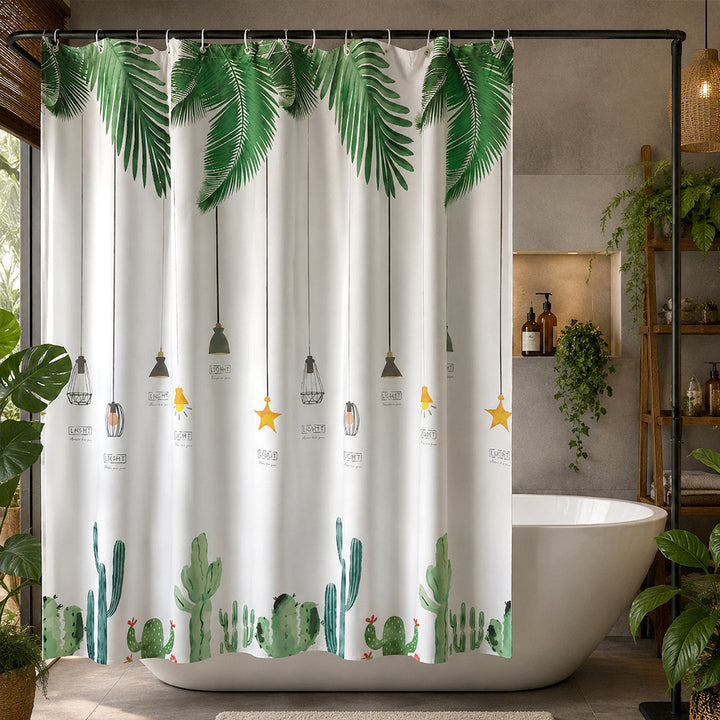 Tropical-Inspired Botanical Shower Curtain Bowlift