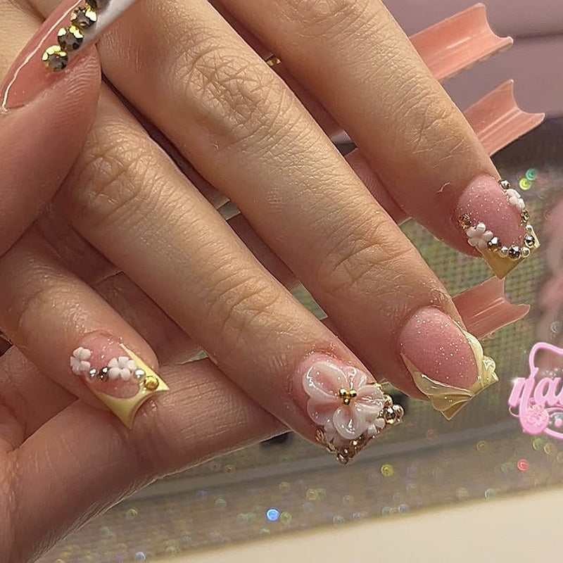 Elegant Floral Press-On Nail Art Set Bowlift