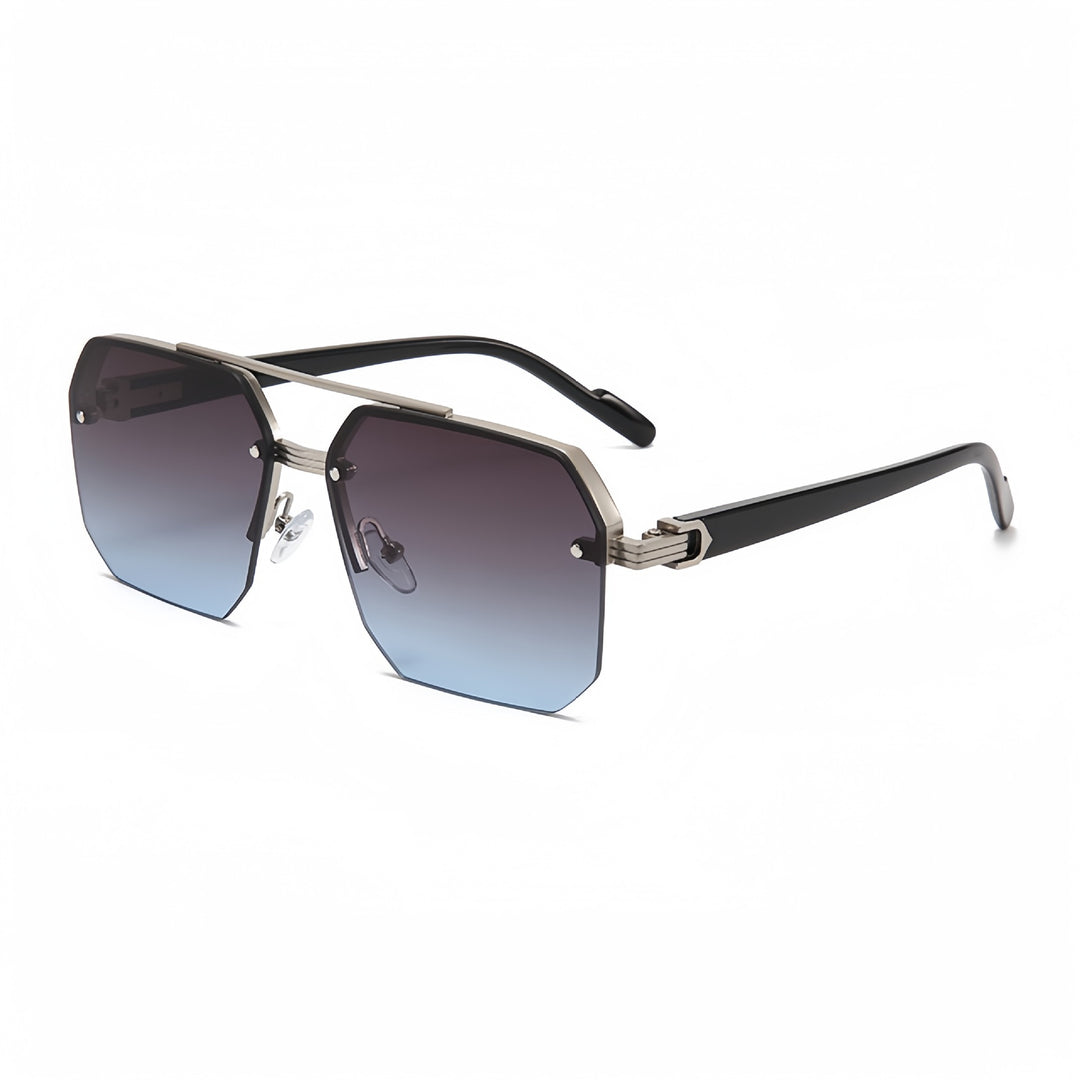 Oversized Geometric Metal Rimless Sunglasses Bowlift