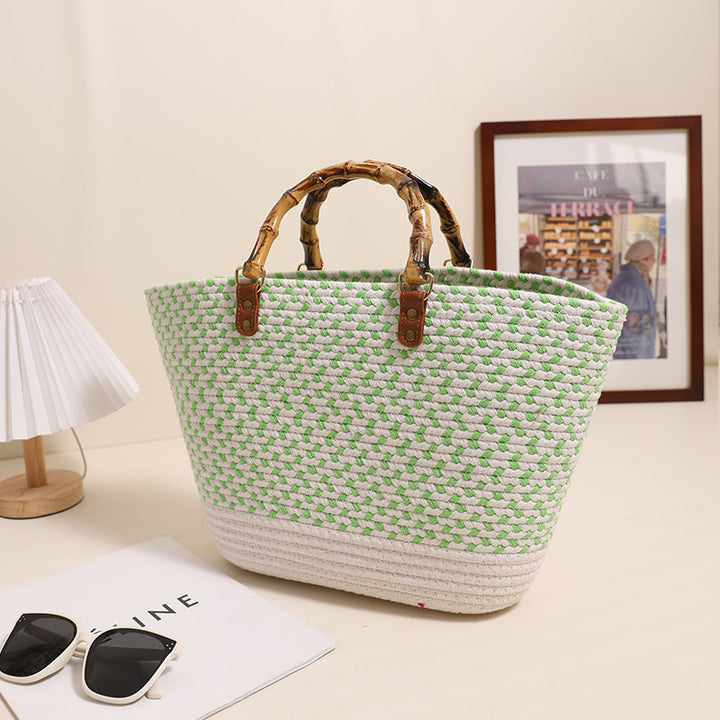 Elegant bamboo handle shopping bag Bowlift