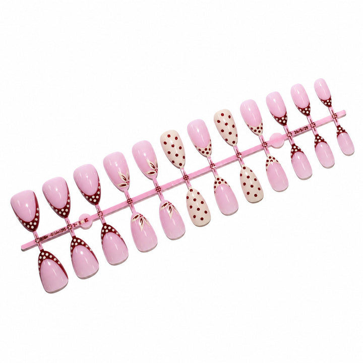 Elegant artificial nails with floral and dotted design Bowlift