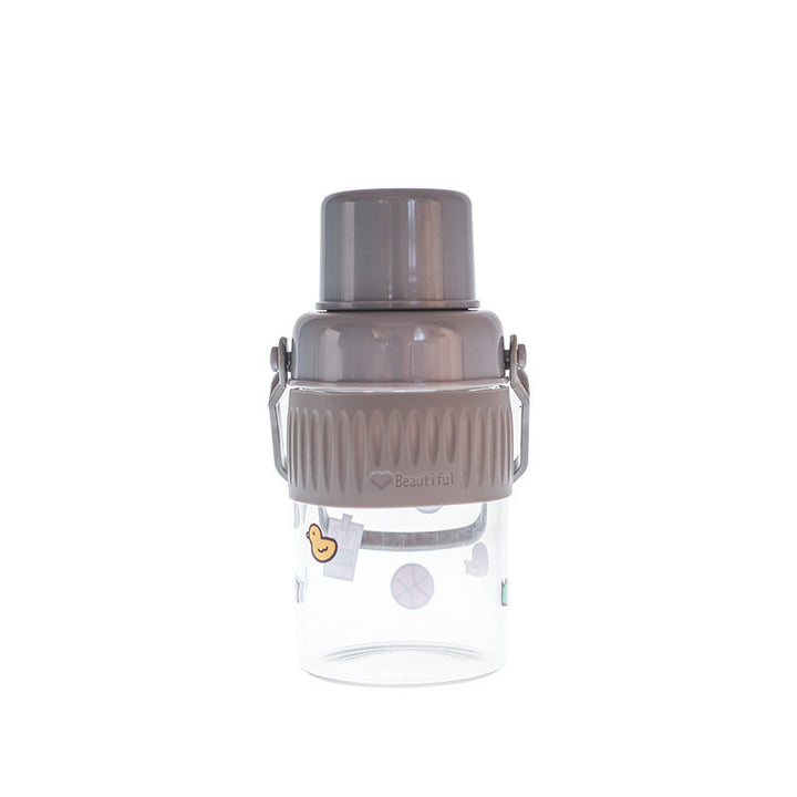 Ladies trendy glass drinking bottle with practical silicone protection Bowlift