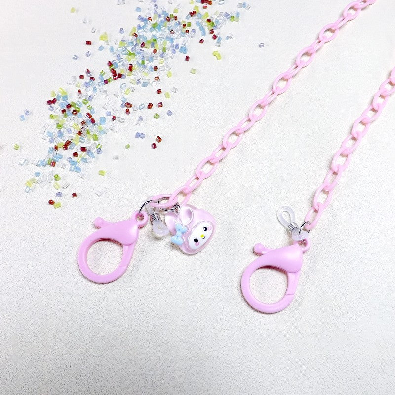 Playful glasses holder chain made of transparent material Bowlift