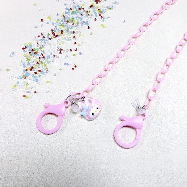 Playful glasses holder chain made of transparent material Bowlift