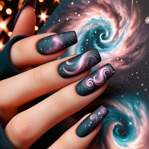 Galaxy-Themed Press-On Nail Extensions Bowlift