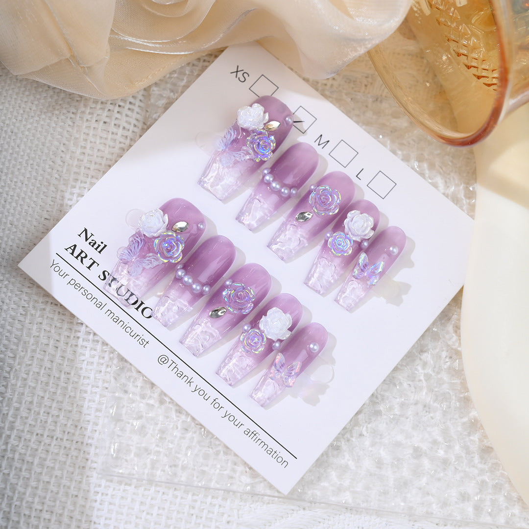 Floral Embellished Press-On Nail Set Bowlift