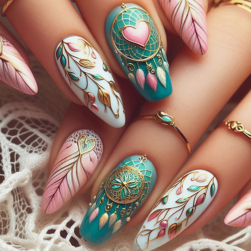 Dreamcatcher-Inspired Artistic Nail Art Bowlift