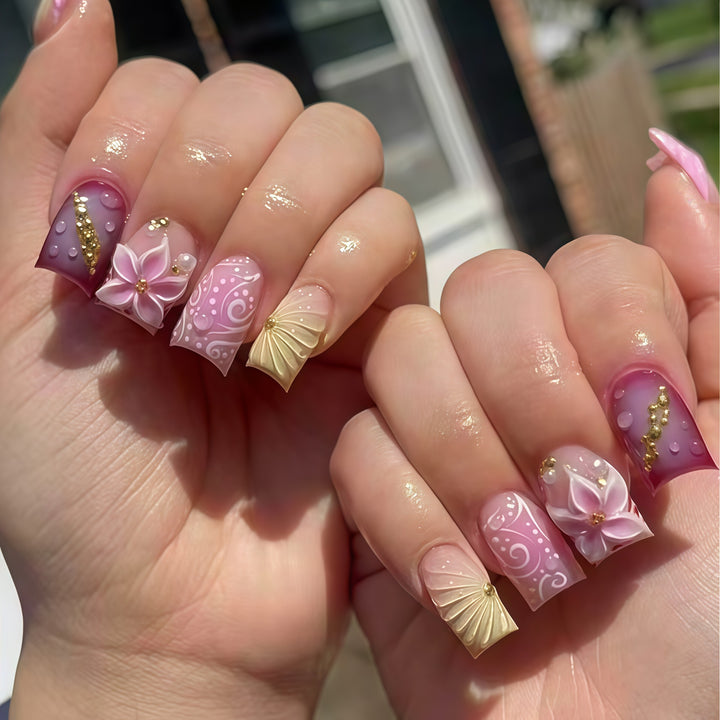 Artistic Decorative Press-On Nail Art Bowlift