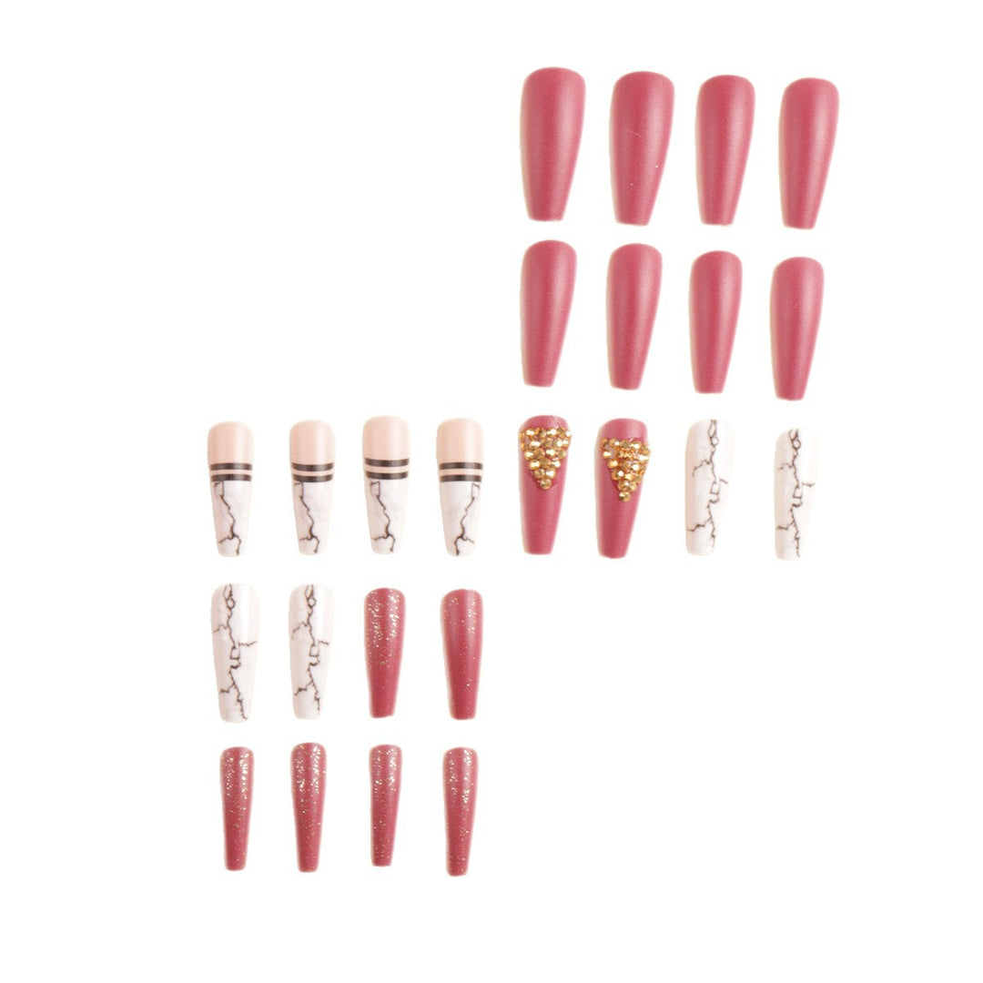 Elegant Marble Press-On Nail Art Set Bowlift