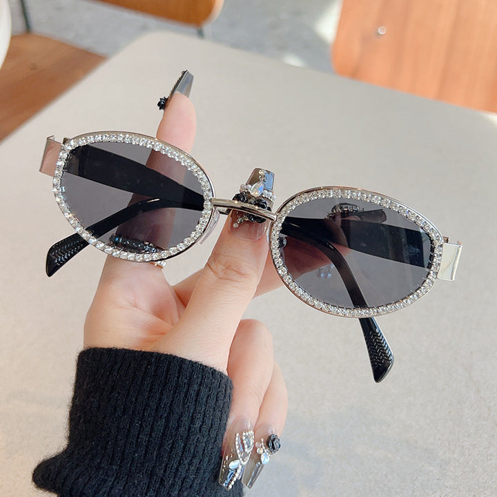 Ladies Designer Sunglasses with Sparkling Crystal Frame Bowlift
