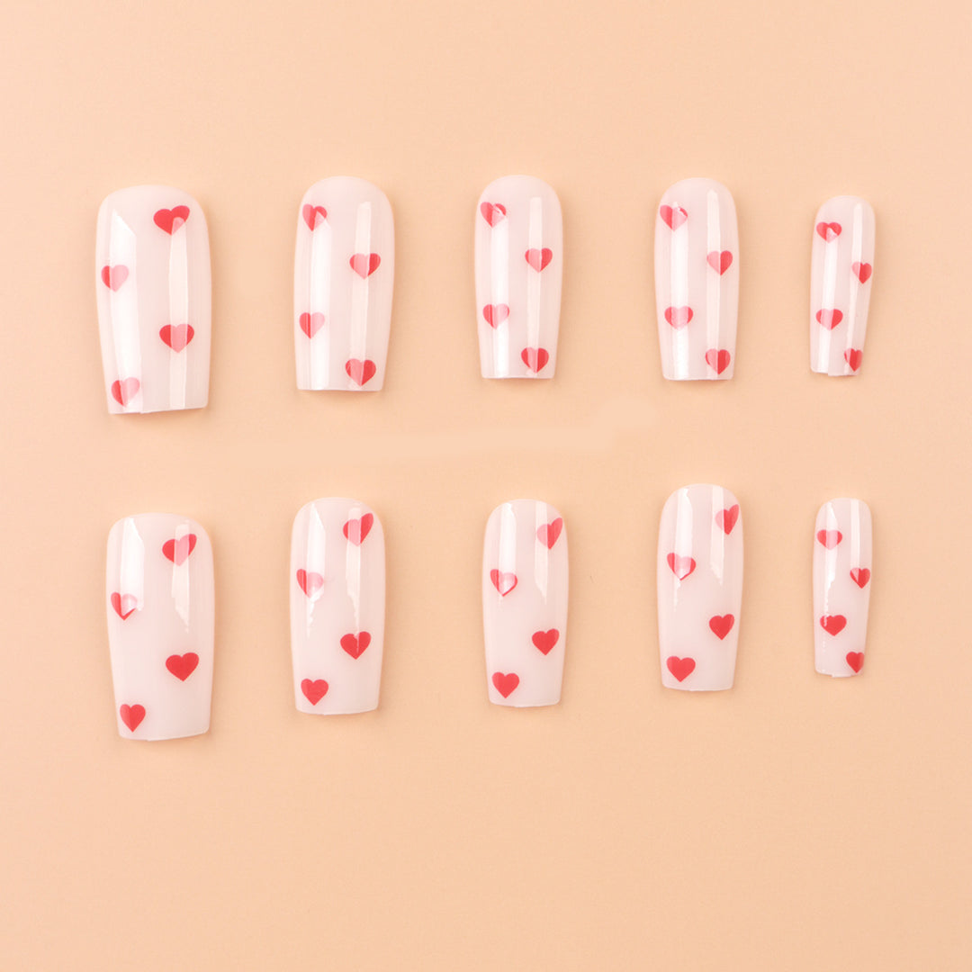 Artistic Heart-Themed Press-On Nail Set Bowlift