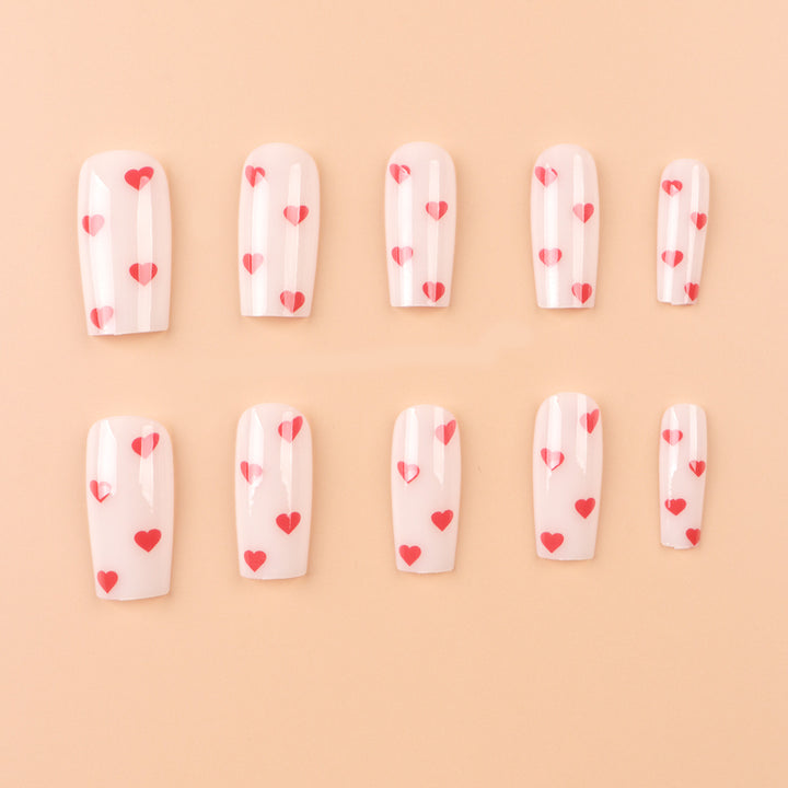 Artistic Heart-Themed Press-On Nail Set Bowlift