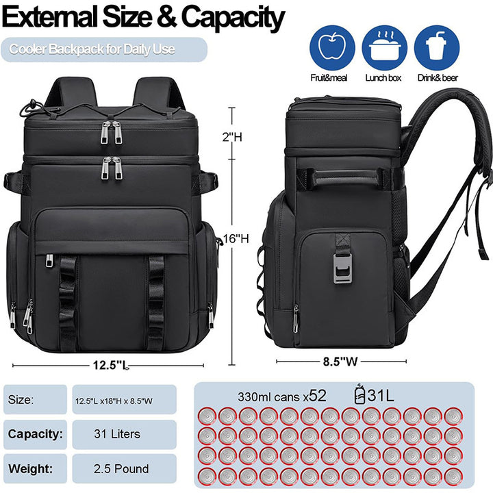 Multifunctional cooler backpack with insulated interior compartment and practical exterior pockets Bowlift