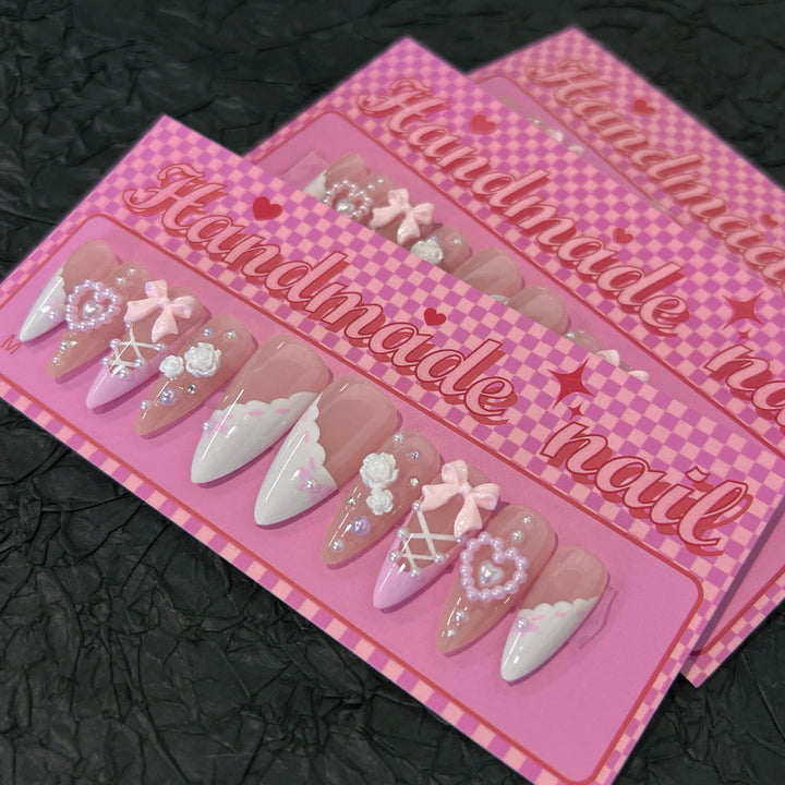 Artful stiletto nails with romantic accents Bowlift