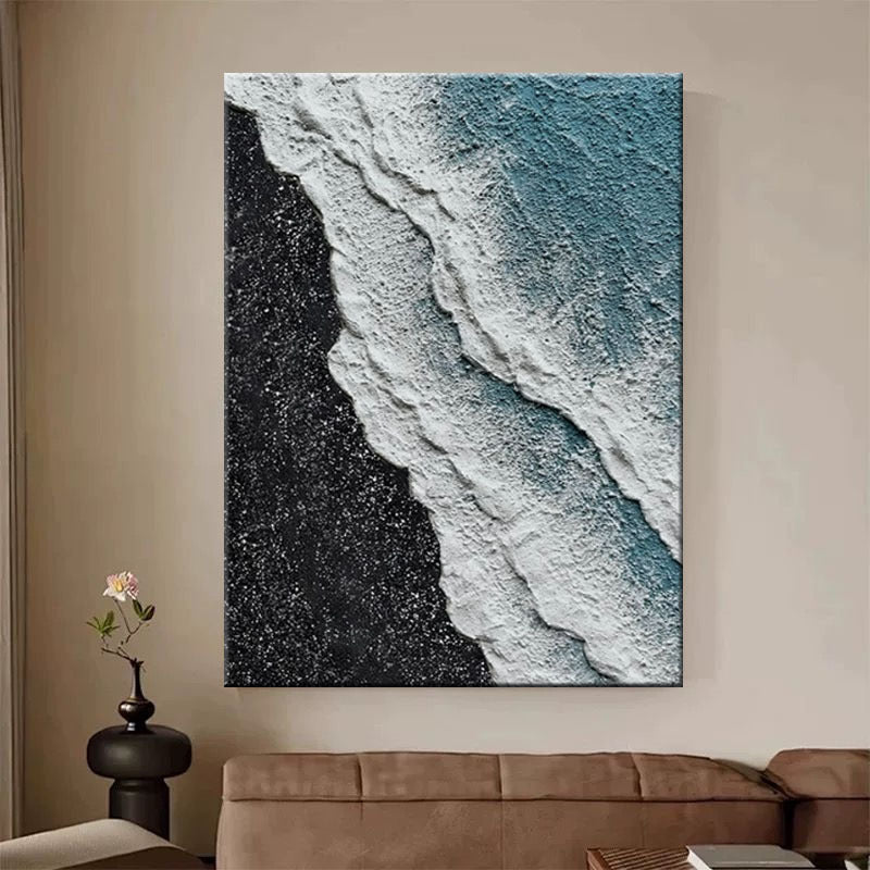 Textured Coastal Relief Canvas Artwork