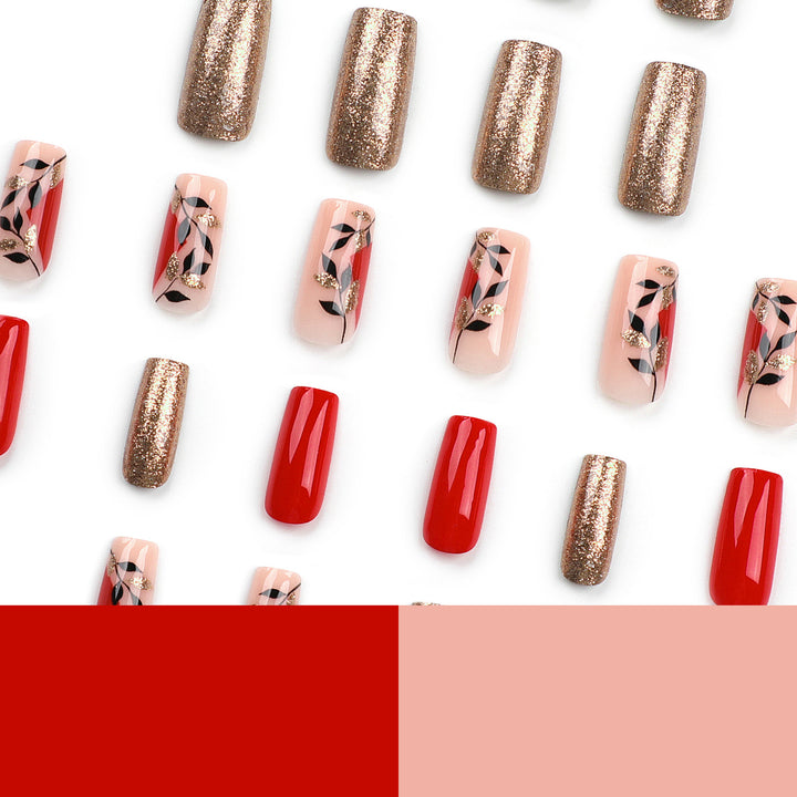 Artful Gel Nails with Elegant Floral Design and Glitter Accents Bowlift