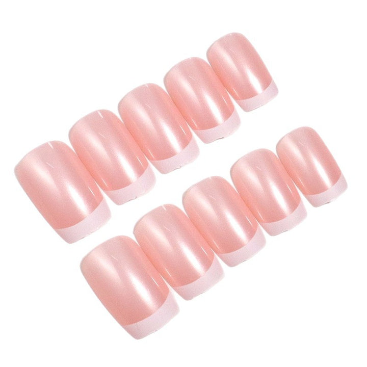 High-Gloss French Tip Press-On Nails Set Bowlift