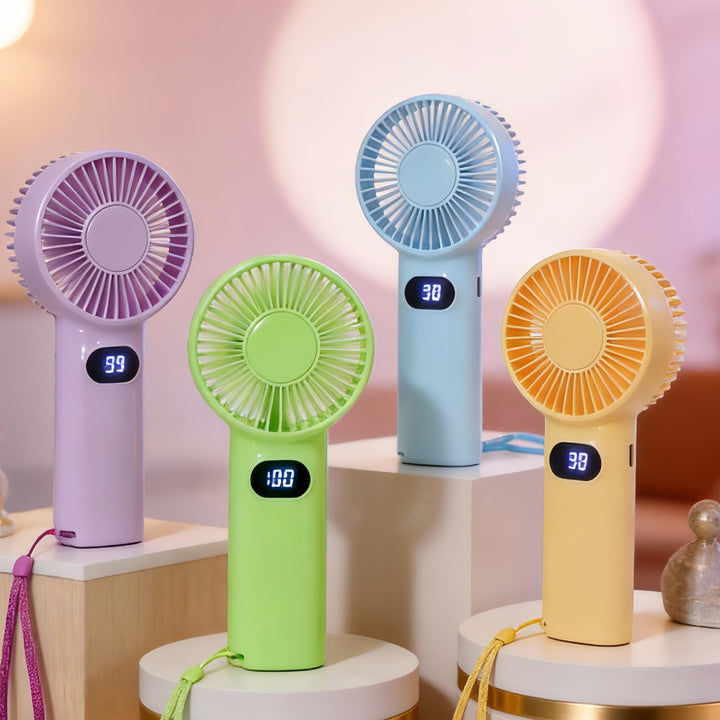 Women's Portable Mini Handheld Fan with LCD Display Bowlift