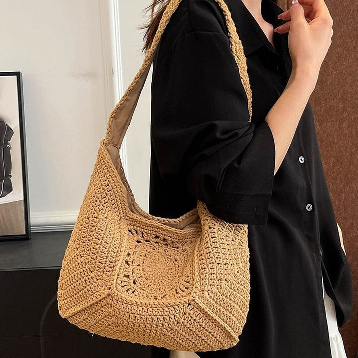 Macrame Shoulder Bag with Decorative Crochet Pattern Bowlift