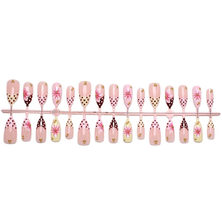 Artistic Floral Press-On Nail Tips Bowlift