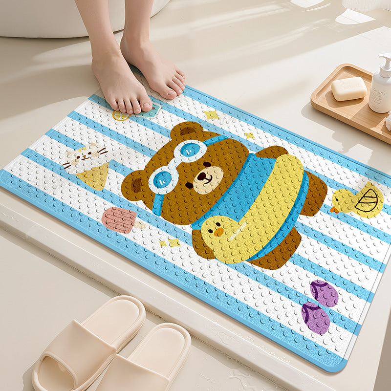 Playful Cartoon Dog Bath Mat Bowlift
