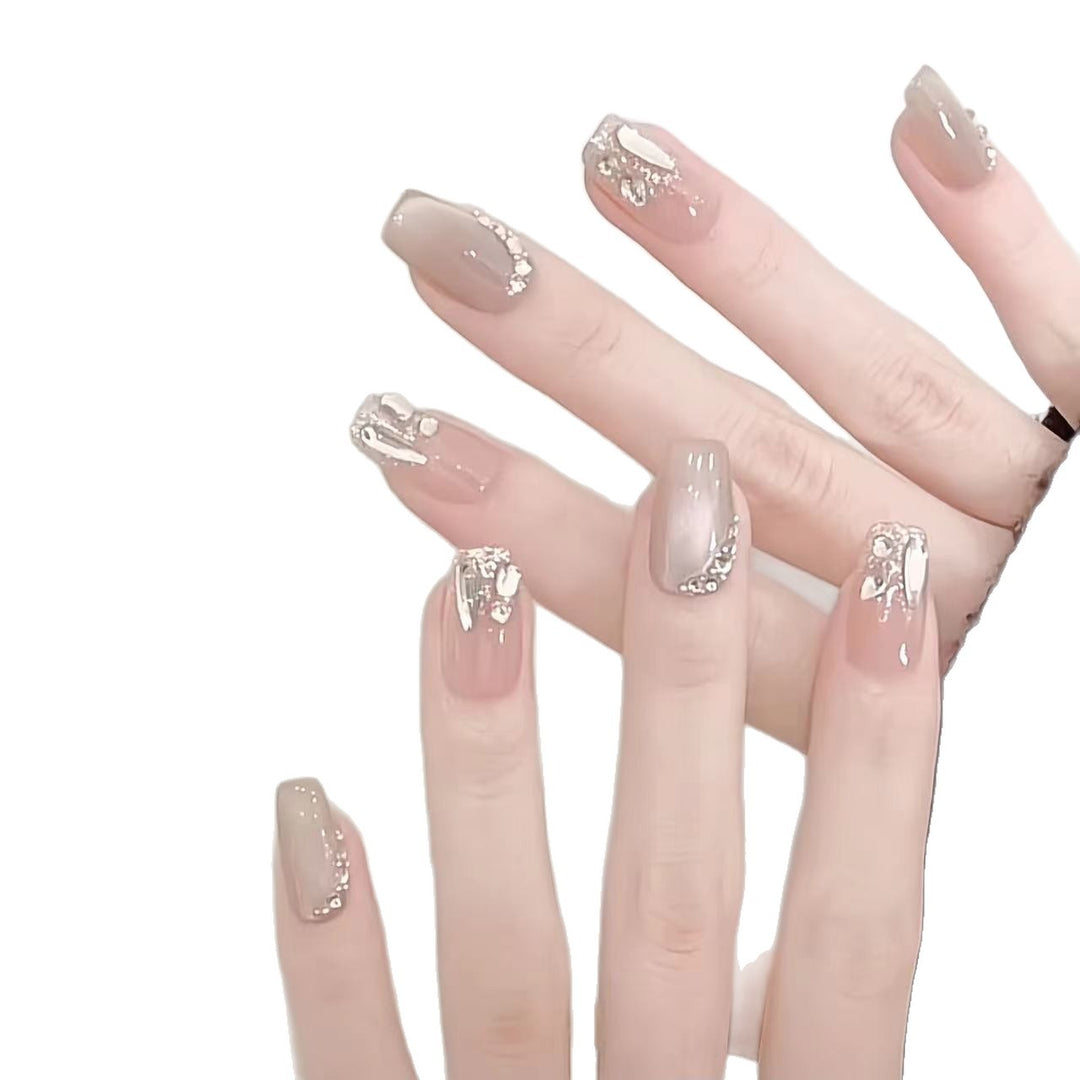 Elegant Rhinestone Adorned Press-On Nail Set Bowlift