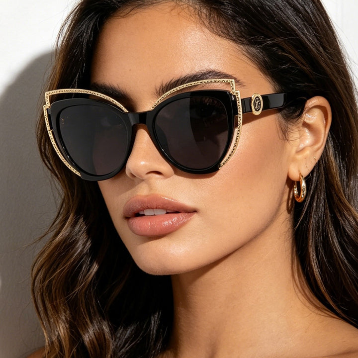 Women Cat-Eye Sunglasses with Sparkling Detail Bowlift