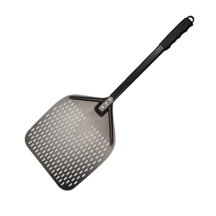 Perforated Lightweight Aluminum Pizza Peel with Folding Handle and NonSlip Grip Bowlift