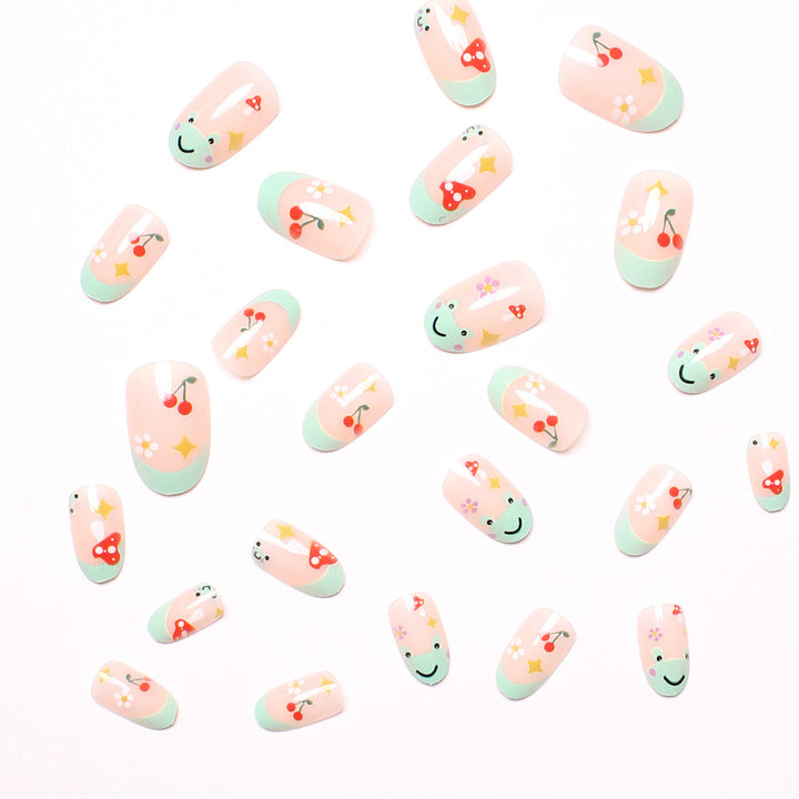 Artificial nail set with cheerful 3D designs and blooming accents Bowlift