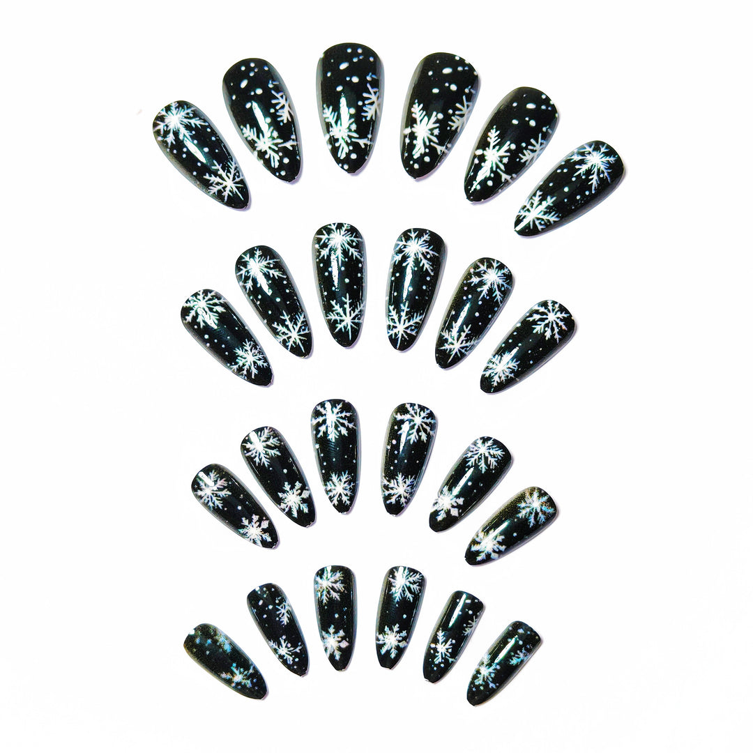 Artistic Winter Snowflake Nail Art Bowlift