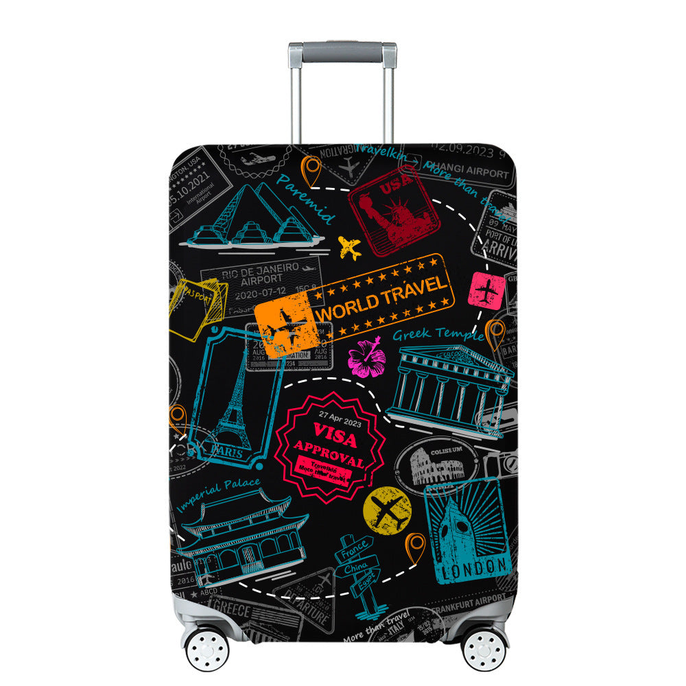 Unisex Hard Shell Travel Suitcase with Creative Travel Motif Bowlift