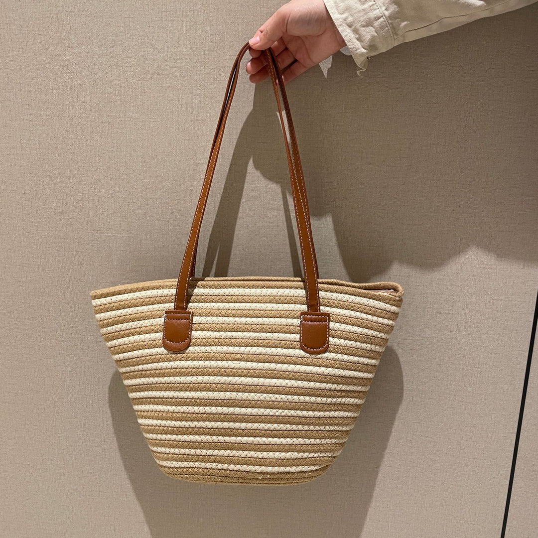 Trendy Basket Bag with Leather Handles Bowlift