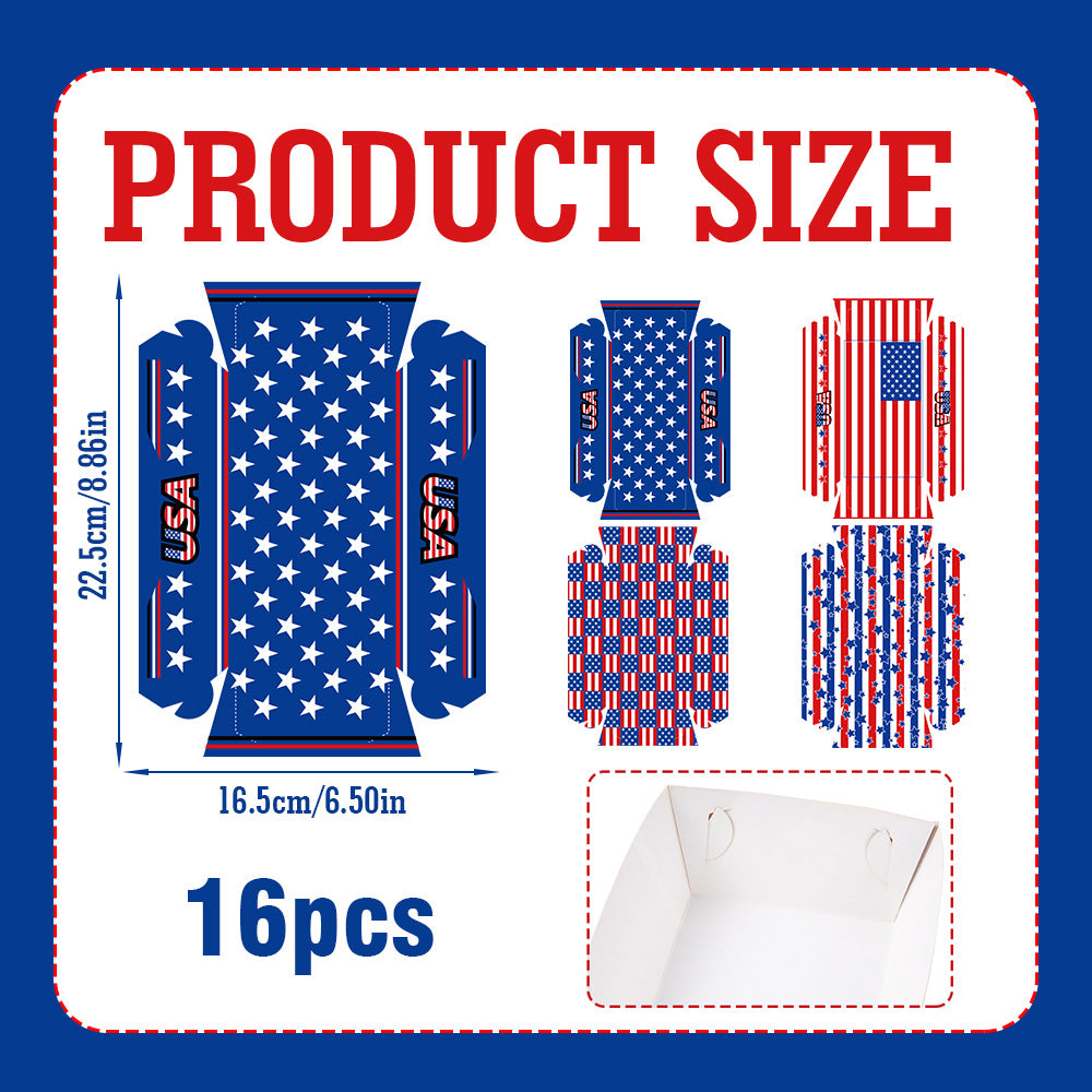 Unisex non-collapsible party snack boxes made of cardboard with patriotic stars and stripes pattern Bowlift