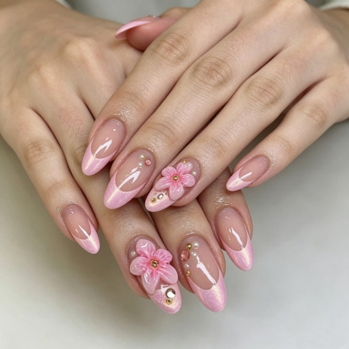Artificial nails with floral 3D design Bowlift