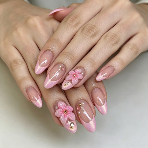 Artificial nails with floral 3D design Bowlift