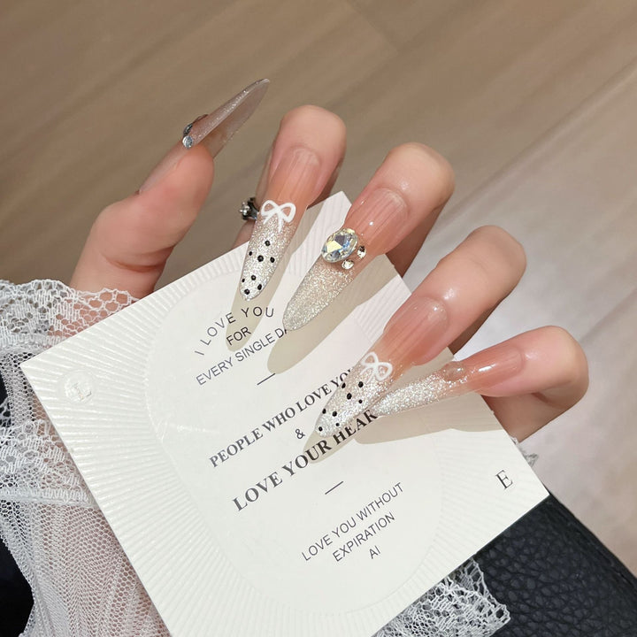 Glamorous Crystal-Studded Stiletto Press-On Nails Bowlift