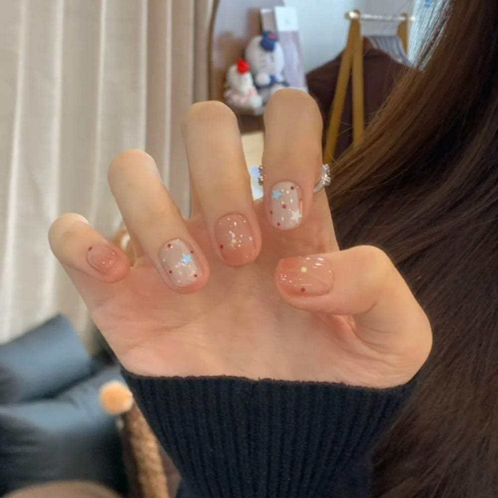 Artistic Press-On Nail Set with Star Motifs Bowlift