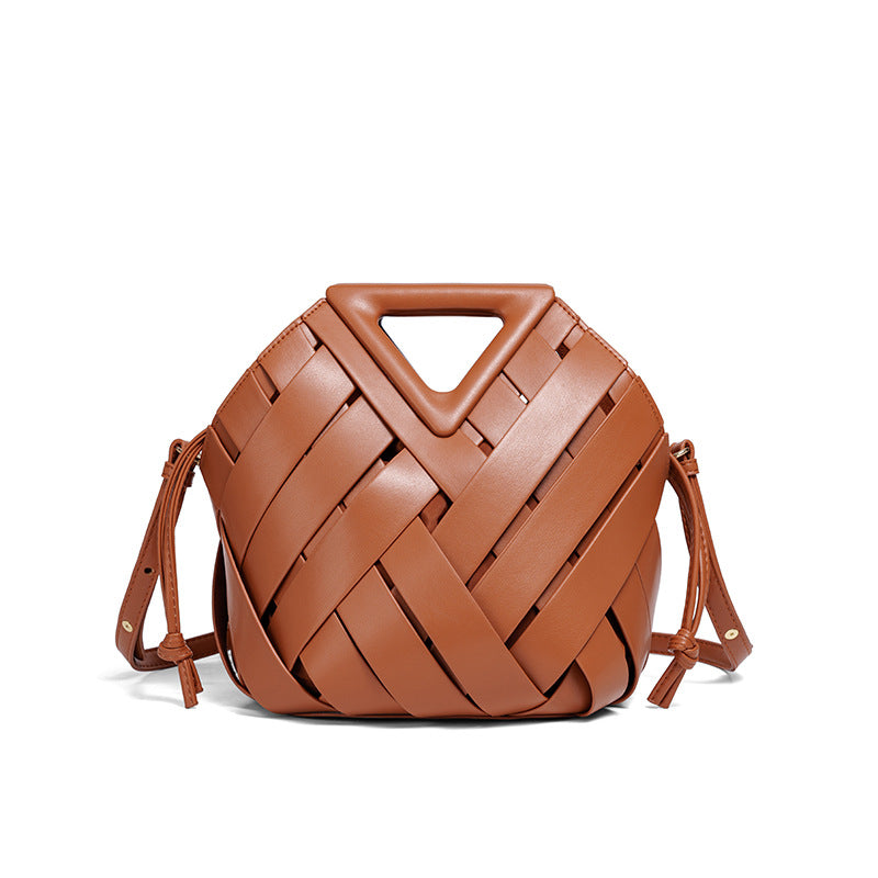 Woven Leather Handbag Bowlift