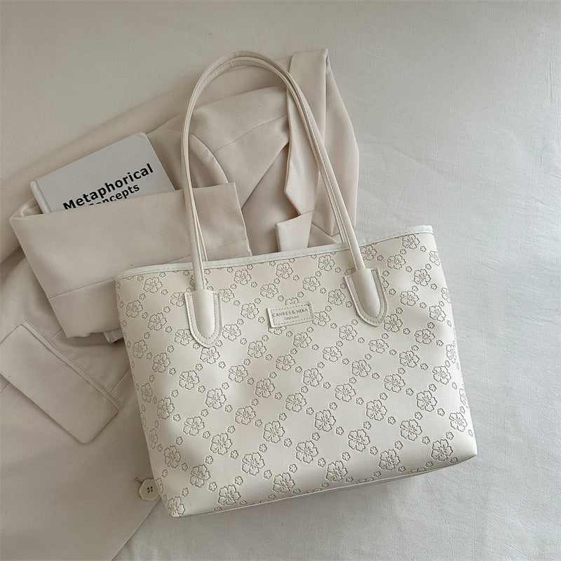 Floral Embossed Tote Bag Bowlift