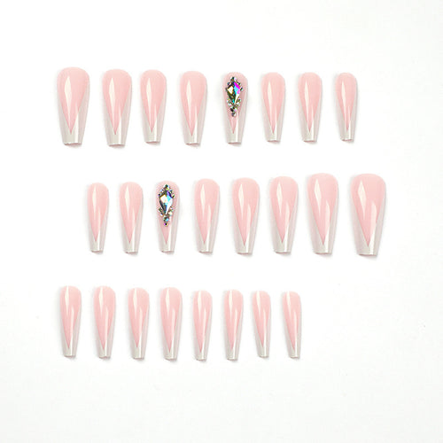 Artificial nails with elegant tips and rhinestone detail Bowlift