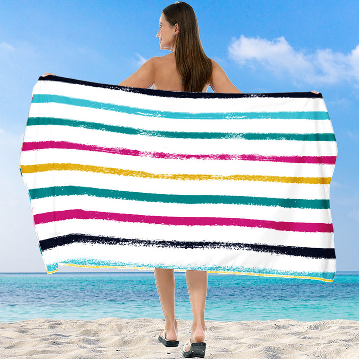 XXL Beach blanket with colorful stripe pattern Bowlift