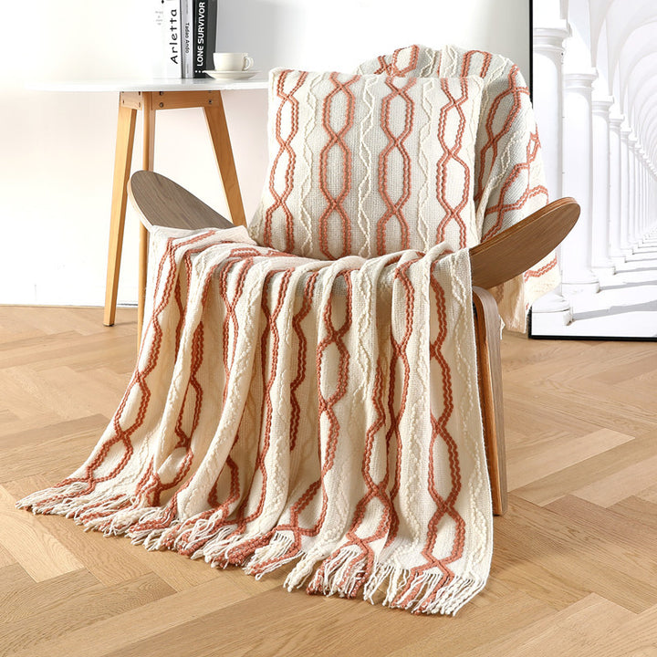 Ladies decorative and cozy woven blanket Bowlift