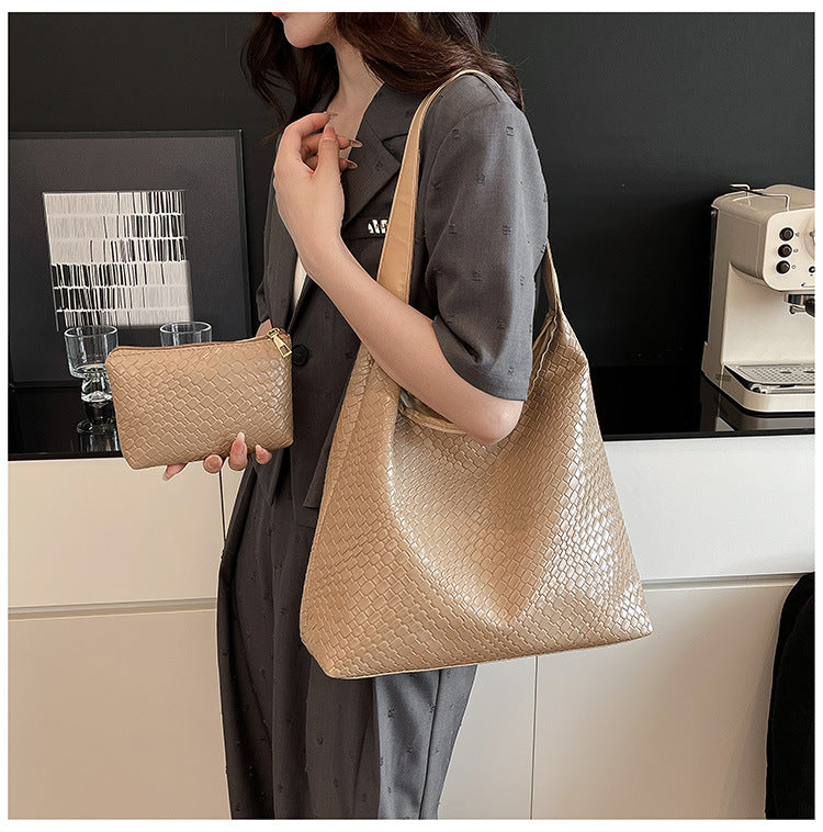 Woven Leather Shoulder Bag Bowlift